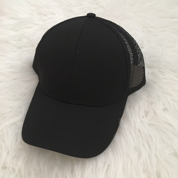 NEW Black Ponytail Hat Baseball Cap - Picture 2 of 5